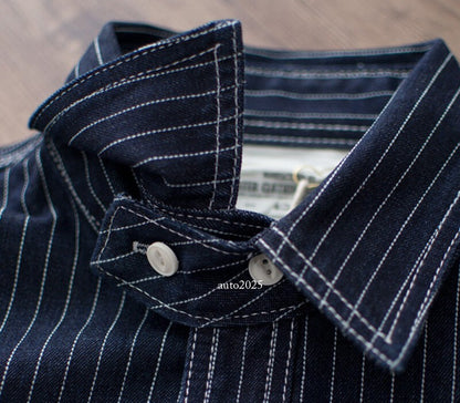 WESTERN SHIRTS Men's Work Shirt Denim Shirt Stripe Shirt Vintage Casual Coat 21