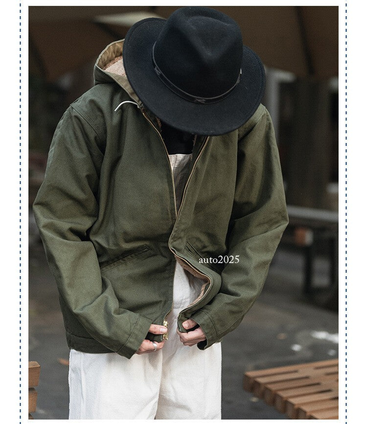 Men's Flight Jacket Outdoor Active Jacket Cold Winter Fleece Hooded Casual Coats 8