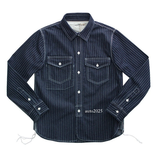 WESTERN SHIRTS Men's Work Shirt Denim Shirt Stripe Shirt Vintage Casual Coat 1