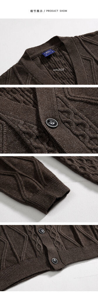 Retro Style V Neck Mens Loose Fit Knitwear Cardigan Sweater Coat Spring Outwears 8