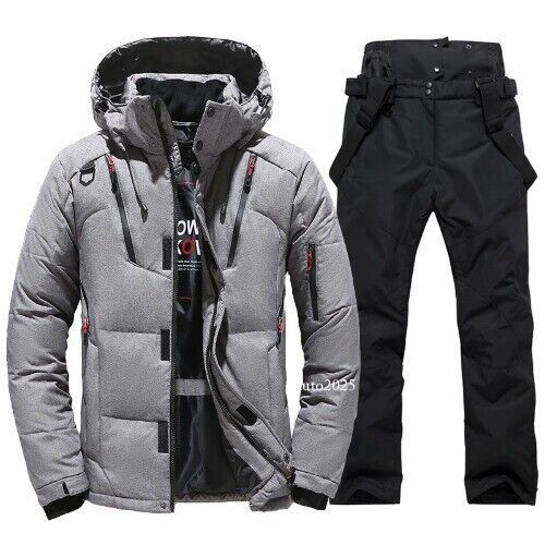Thermal Ski Suit WindproofDown Jacket and Bibs Pants Set Snowboard Wear Overalls 2
