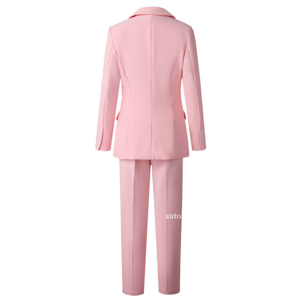 Classic Womens Suits Pants Business Jacket Blazer Double Breasted Vest 3PCS Coat 7