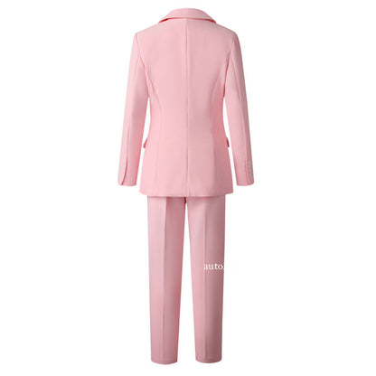 Classic Womens Suits Pants Business Jacket Blazer Double Breasted Vest 3PCS Coat 7