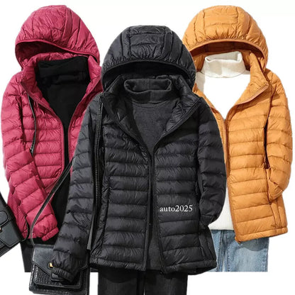 Women Winter Packable Ultralight Down Hooded Jacket Puffer Parka Coats Warm Sz 2
