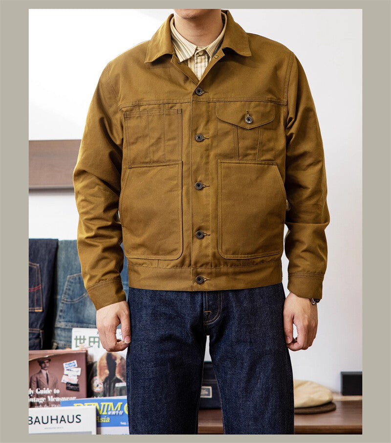 Red Tornado Short Lined Waxed Canvas Cruiser Jacket Rugged Yellowstone Outerwear 9