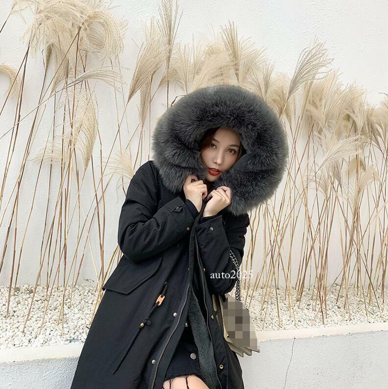Women Winter Parka Rabbit Fur Lined Big Fox Fur Hooded Outwear Snow Jacket Warm 17