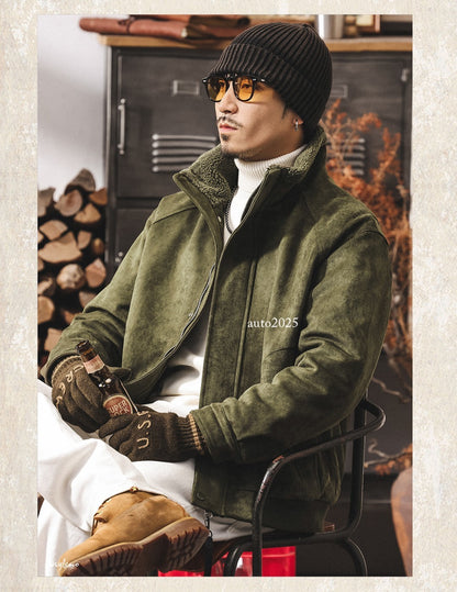 Retro Thicken Leather Cotton Coat Mens Winter Warm Cotton Jacket Suede Zip Coat 10