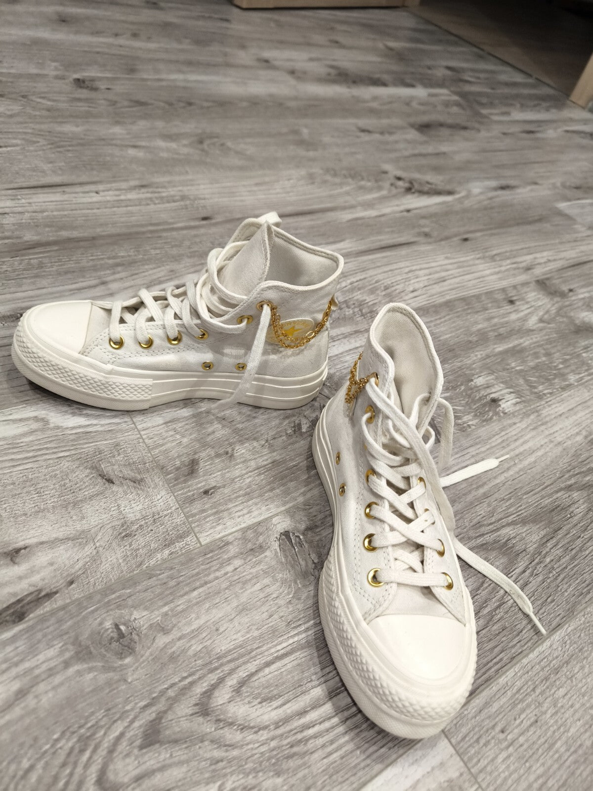 Converse Mid White Sneakers Size 35 UK3 US 5 4