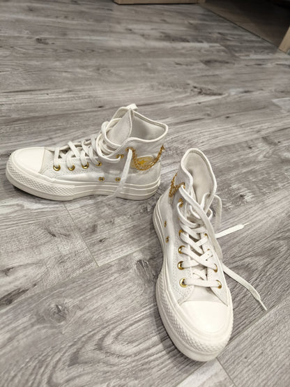 Converse Mid White Sneakers Size 35 UK3 US 5 4