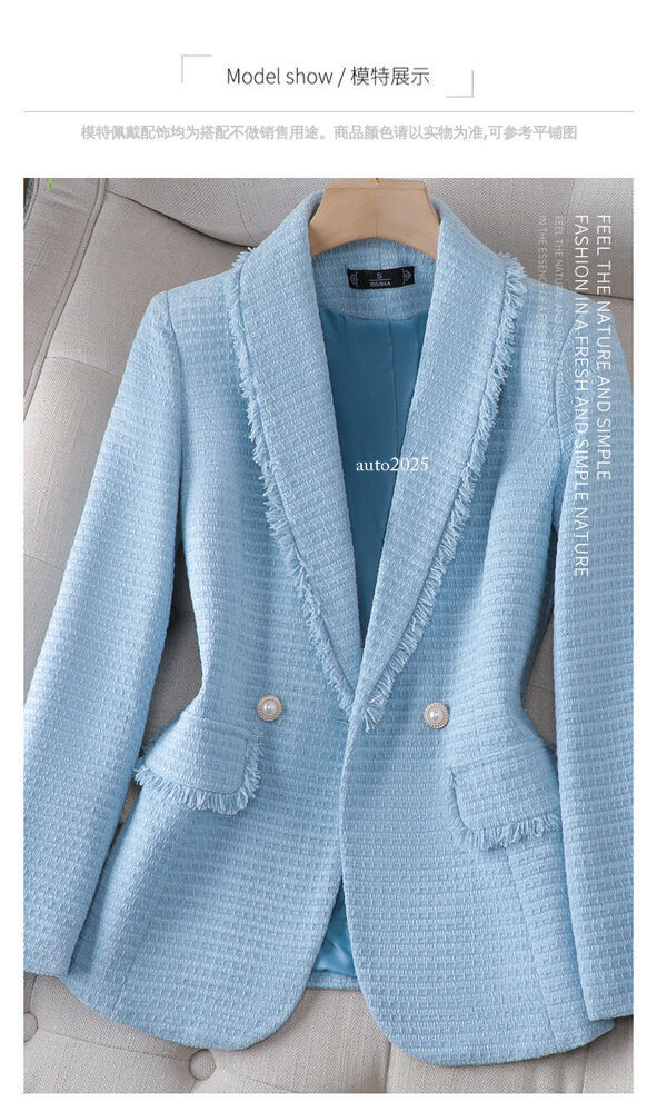 Women's New Suit Jacket One Button Slim Fit OL Business Short Jacket Tweed Coat 19