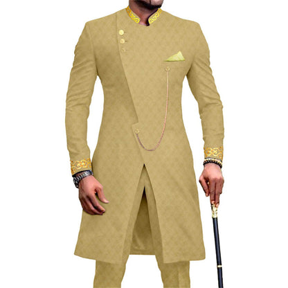 Men's Embroidery African Suits Partt Jacket and Pants 2 Piece Set Formal Outfits 22