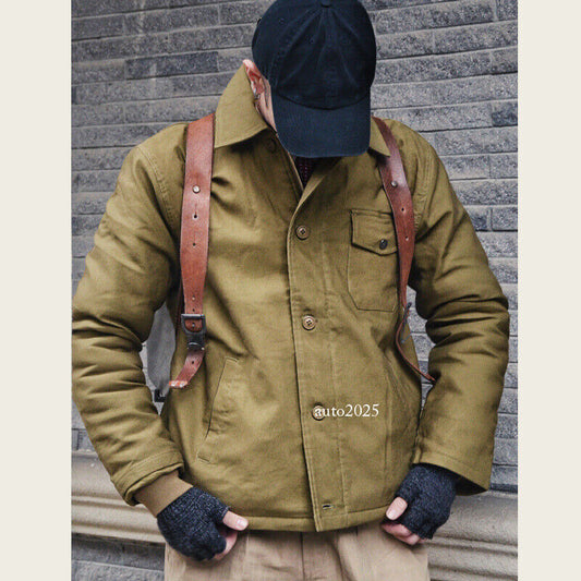 Military US Navy A2 Deck Jacket Men's Winter Thicken Warm Fleece Coat Outwear 1