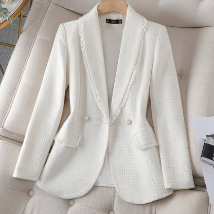 Women's New Suit Jacket One Button Slim Fit OL Business Short Jacket Tweed Coat 25