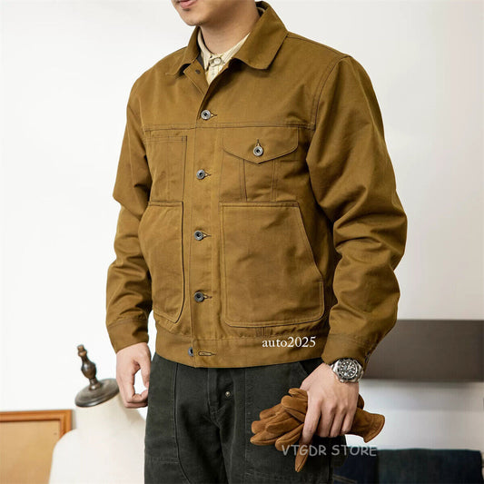 Red Tornado Short Lined Waxed Canvas Cruiser Jacket Rugged Yellowstone Outerwear 1
