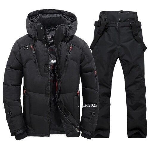 Thermal Ski Suit WindproofDown Jacket and Bibs Pants Set Snowboard Wear Overalls 1