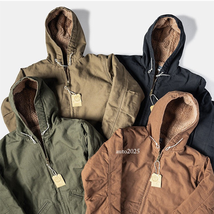 Men's Flight Jacket Outdoor Active Jacket Cold Winter Fleece Hooded Casual Coats 1