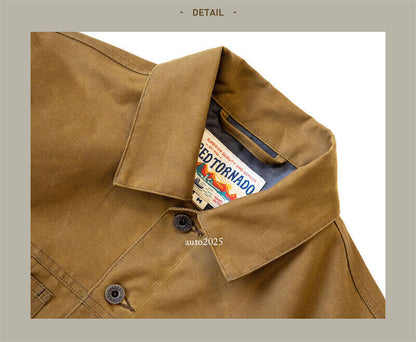 Red Tornado Short Lined Waxed Canvas Cruiser Jacket Rugged Yellowstone Outerwear 11