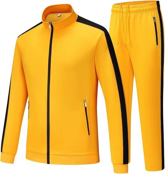 Men Tracksuit 2 Piece Full Zip Long Sleeve Athletic Sweatsuit Jacket Pants - Variants 1-5 1