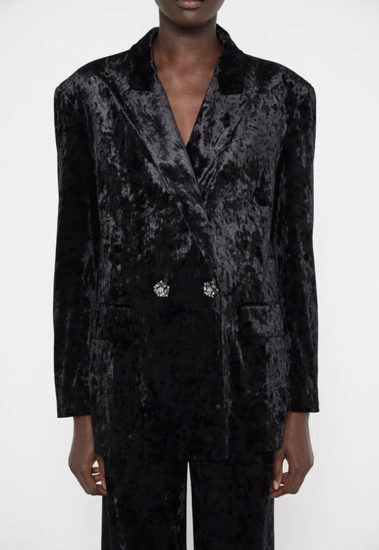 Zara Blazer Jacket Medium Velvet Black Women’s NWT 1