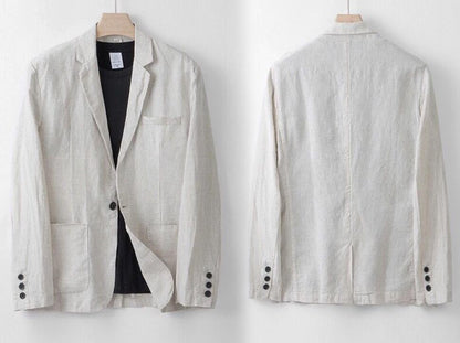 2 PC Men's Linen Suit Summer Causal Blazer + Pants Coat Beach Jacket One Button 25