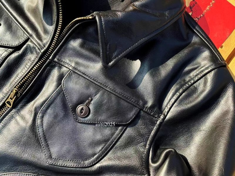Heavy Teacore Horsehide Classic Short Slim Fit Mendoza Genuine Leather Jacket 10