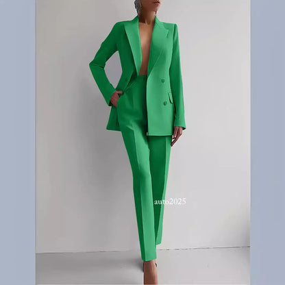 Fashion Womens Casual Professional Wear Jacket+pants 2 Pcs Suits Office Coat 4