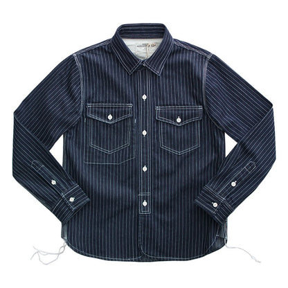 WESTERN SHIRTS Men's Work Shirt Denim Shirt Stripe Shirt Vintage Casual Coat 16