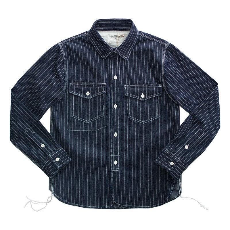 WESTERN SHIRTS Men's Work Shirt Denim Shirt Stripe Shirt Vintage Casual Coat 25