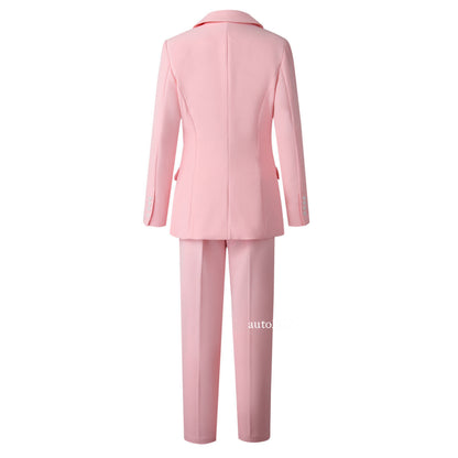 Classic Womens Suits Pants Business Jacket Blazer Double Breasted Vest 3PCS Coat 15