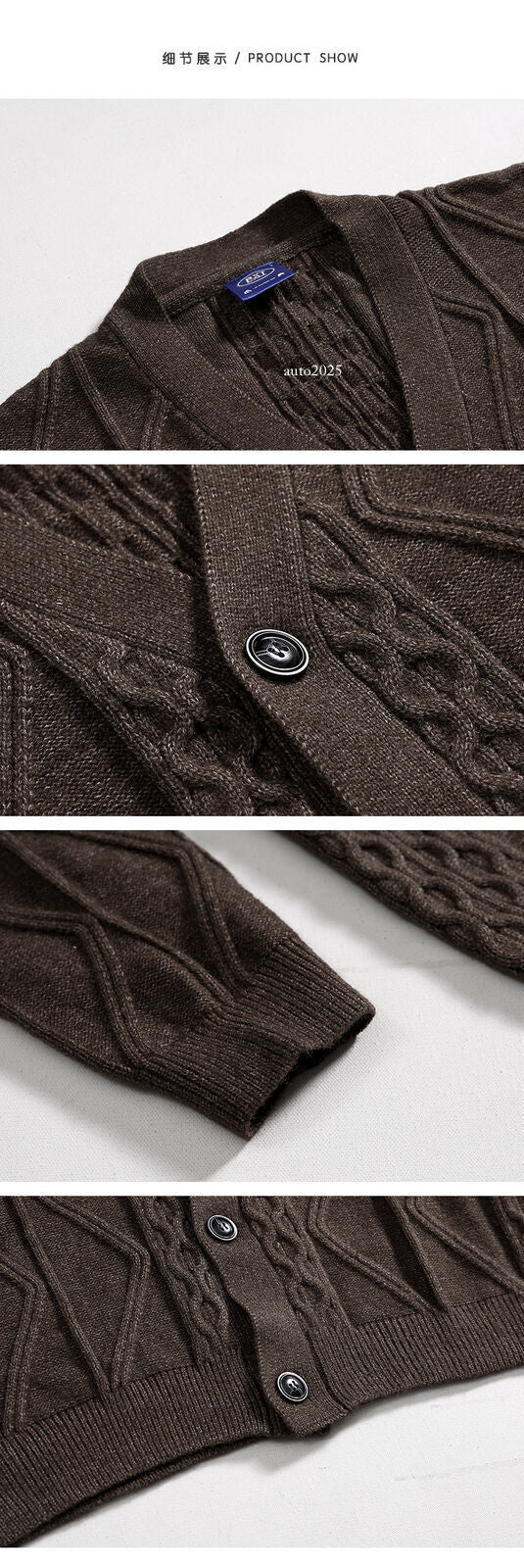 Retro Style V Neck Mens Loose Fit Knitwear Cardigan Sweater Coat Spring Outwears 19